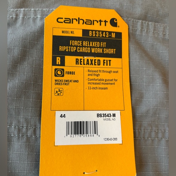 NWT CARHARTT FORCE RELAXED FIT RIPSTOP CARGO WORK SHORT - Picture 6 of 9
